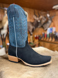 HP9502 - Horse Power Top Hand Men's Black Suede Cowboy Boots with Blue Goat Leather Tops