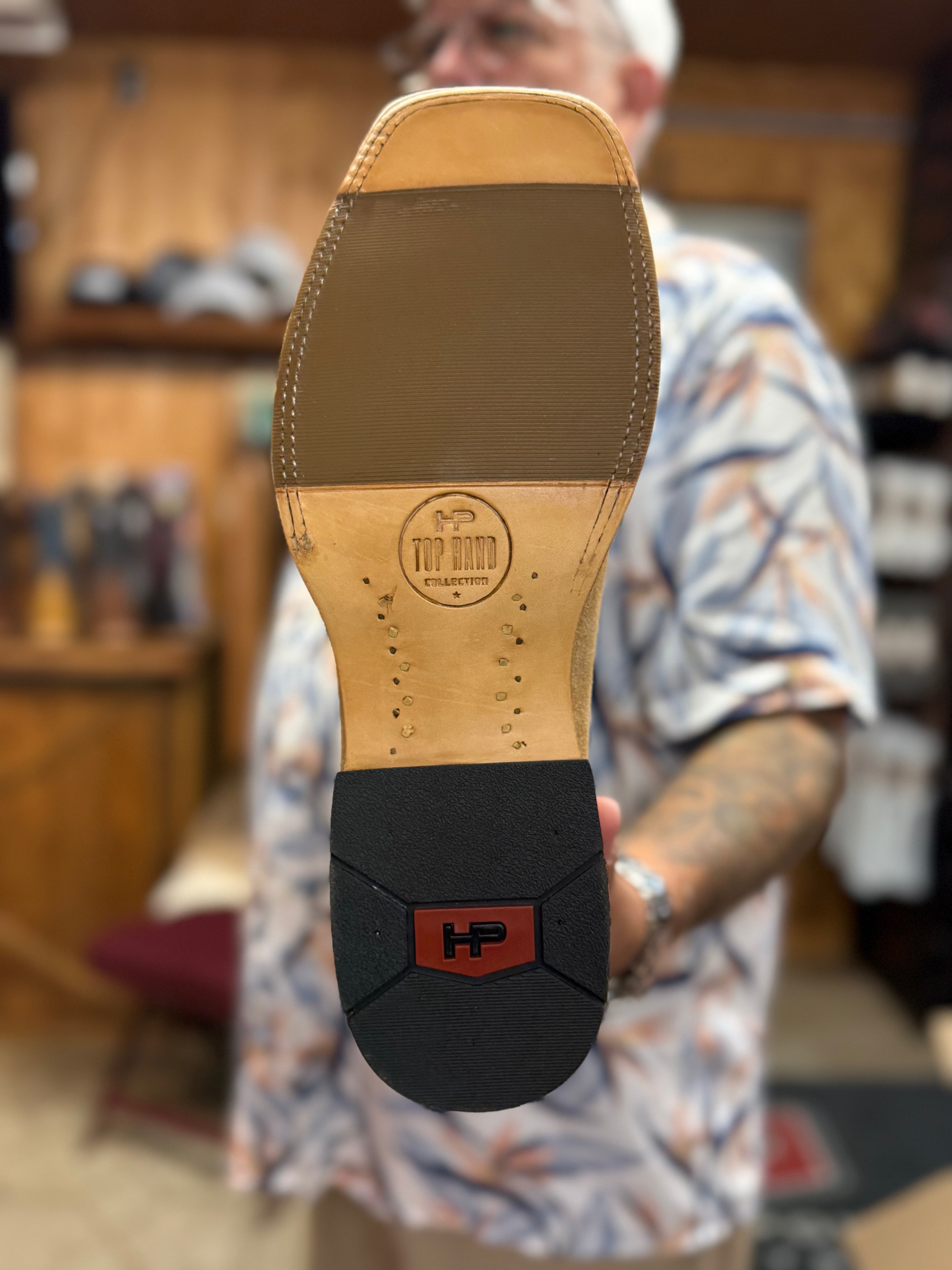 HP8088 - Horse Power Top Hand Men's Tan Crazy Roughout Cowboy Boots with Bone Explosion Tops