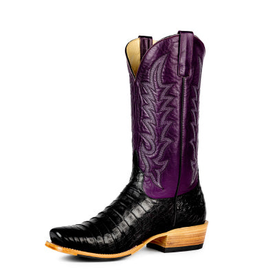 HP9513 Horse Power Top Hand Men's Black Caiman Belly with Violet Tops