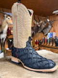HP8062 - Horse Power Top Hand Men's Black Matte Big Bass Cowboy Boots with Tan Tops