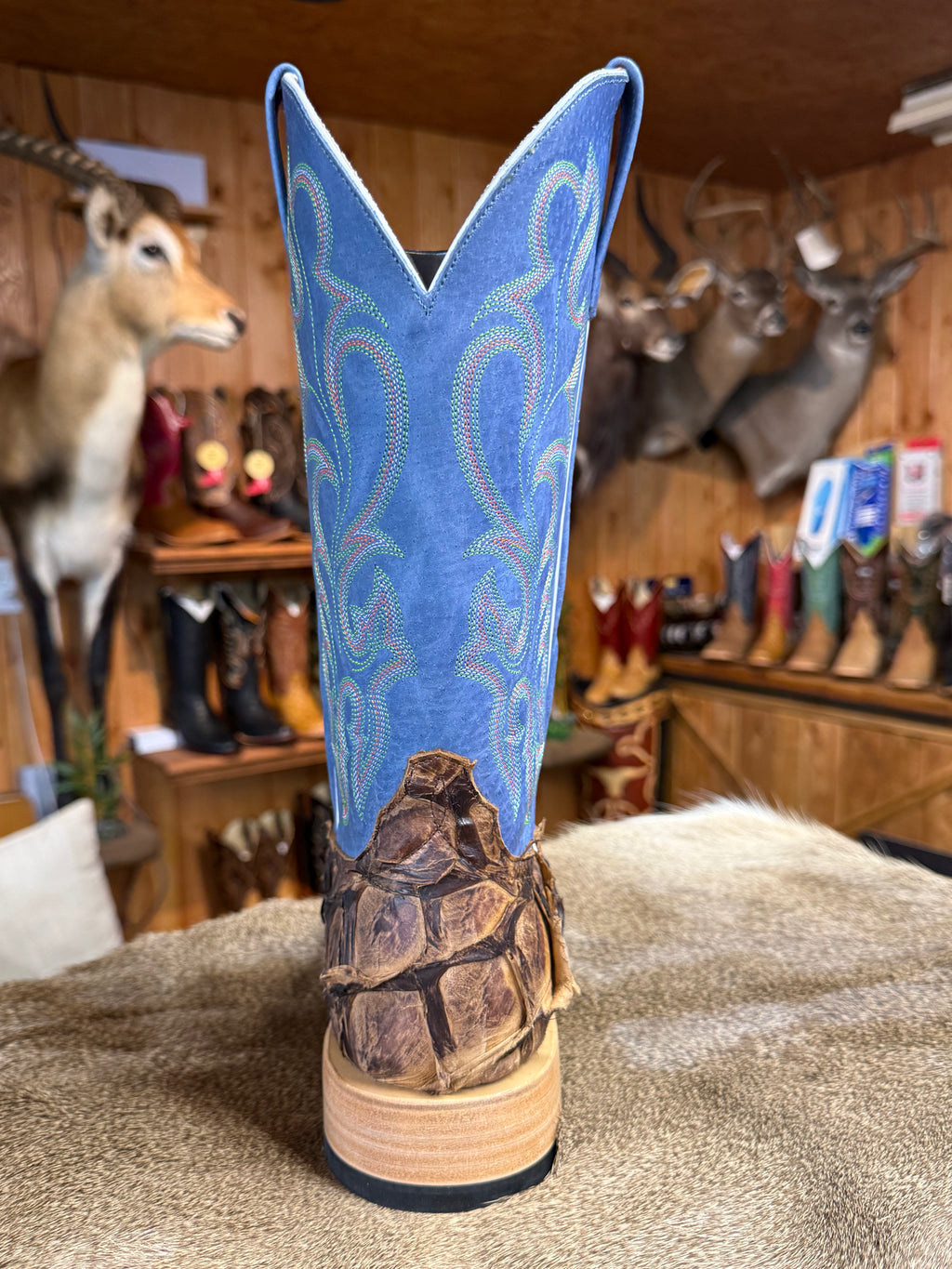 HP8007 - Horse Power Top Hand Men's Cigar Matte Big Bass Cowboy Boots with Blue Tops