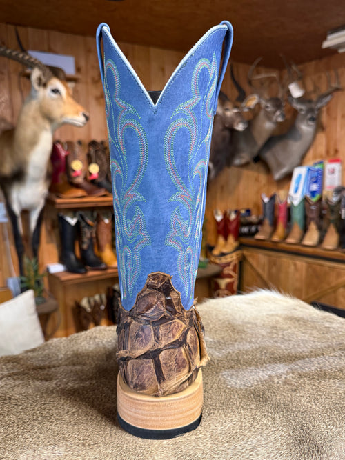 HP8007 - Horse Power Top Hand Men's Cigar Matte Big Bass Cowboy Boots with Blue Tops