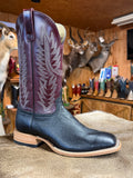 HP8010 - Horse Power Top Hand Men's Black Smooth Ostrich Cowboy Boots with Wine Tops
