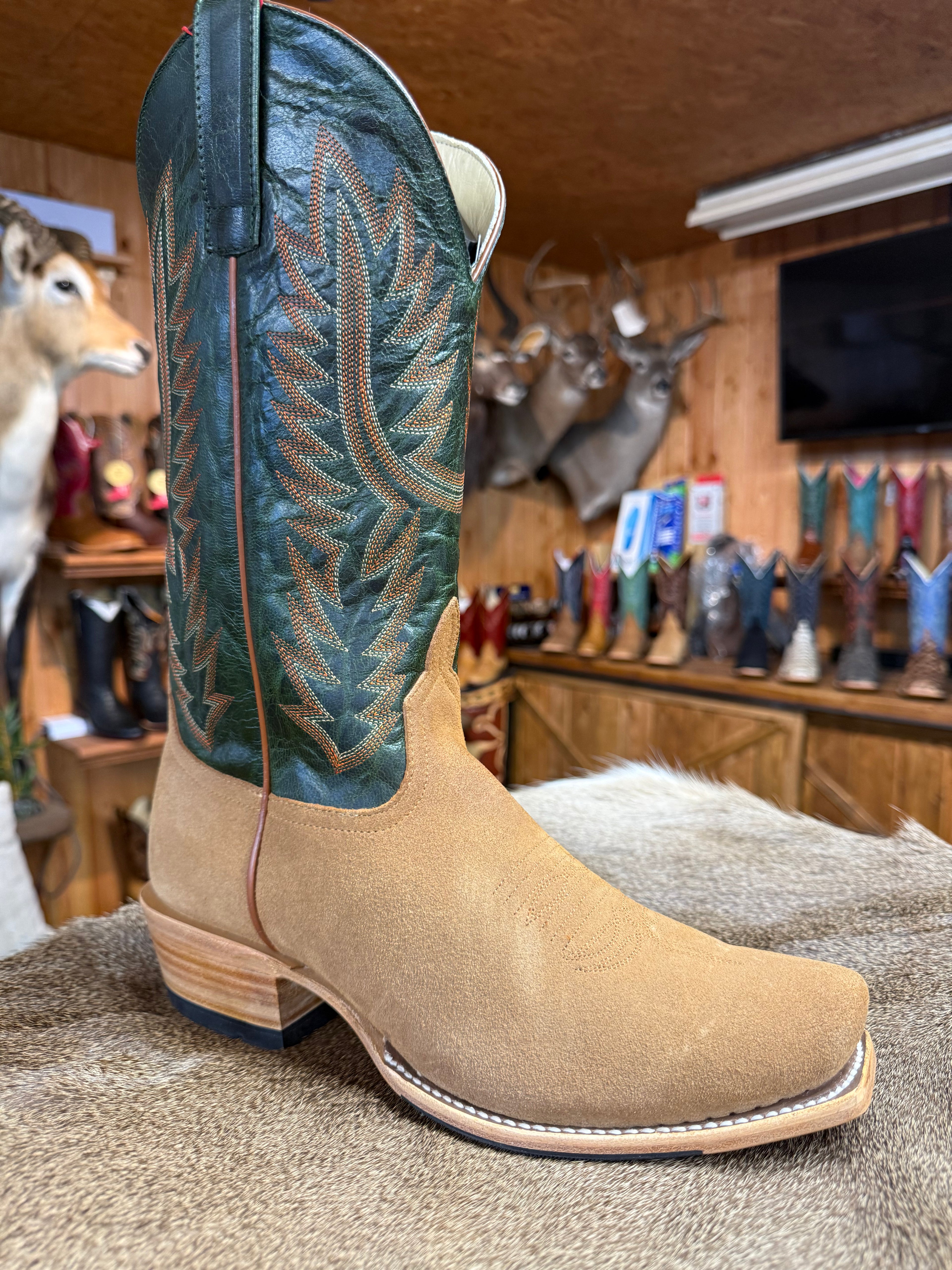 HP9500 - Horse Power Camel Suede Vamps with Emerald Tops