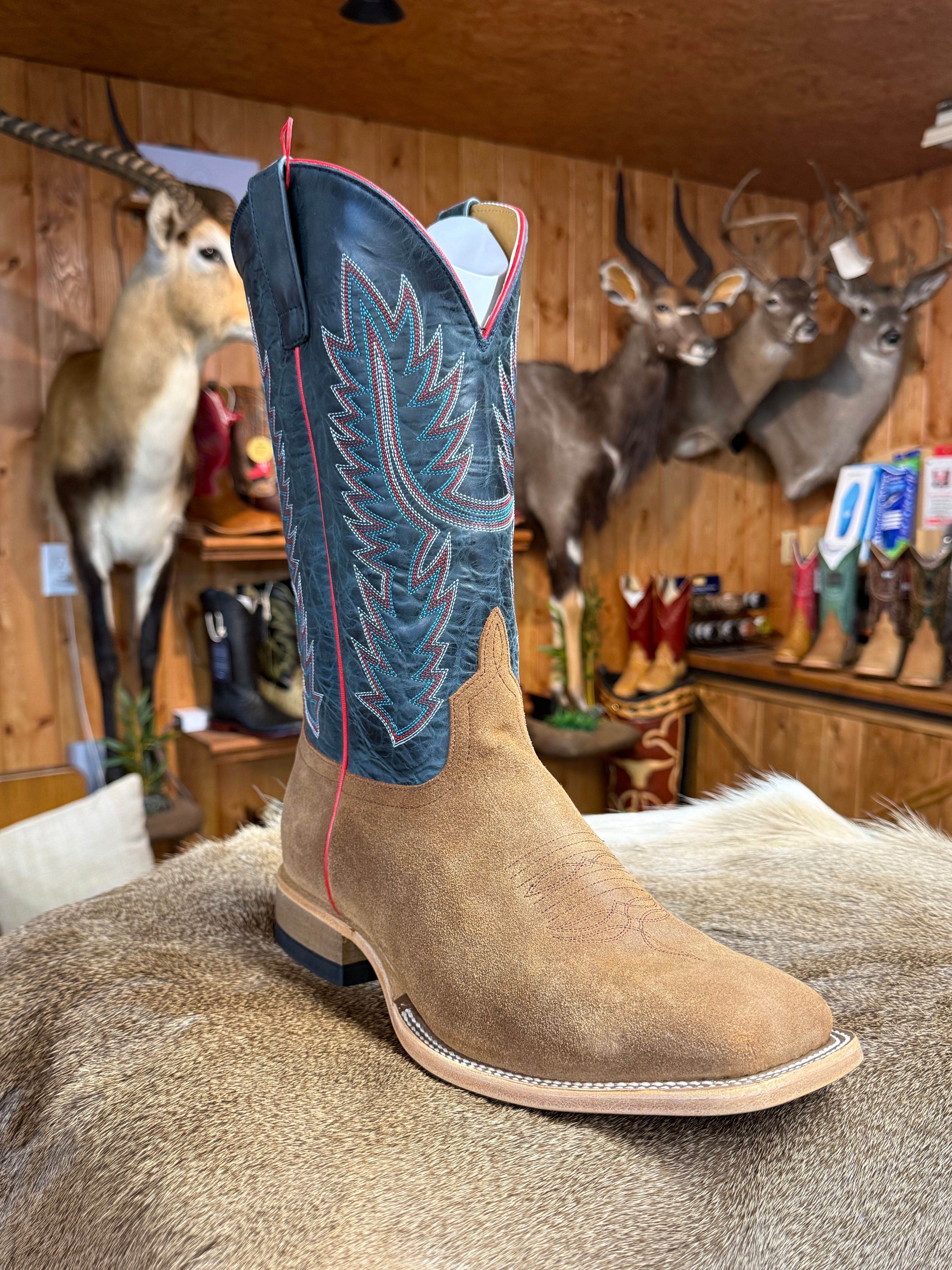 HP8079 - Horse Power Men's Tobacco Old Suede Blue Western Boots