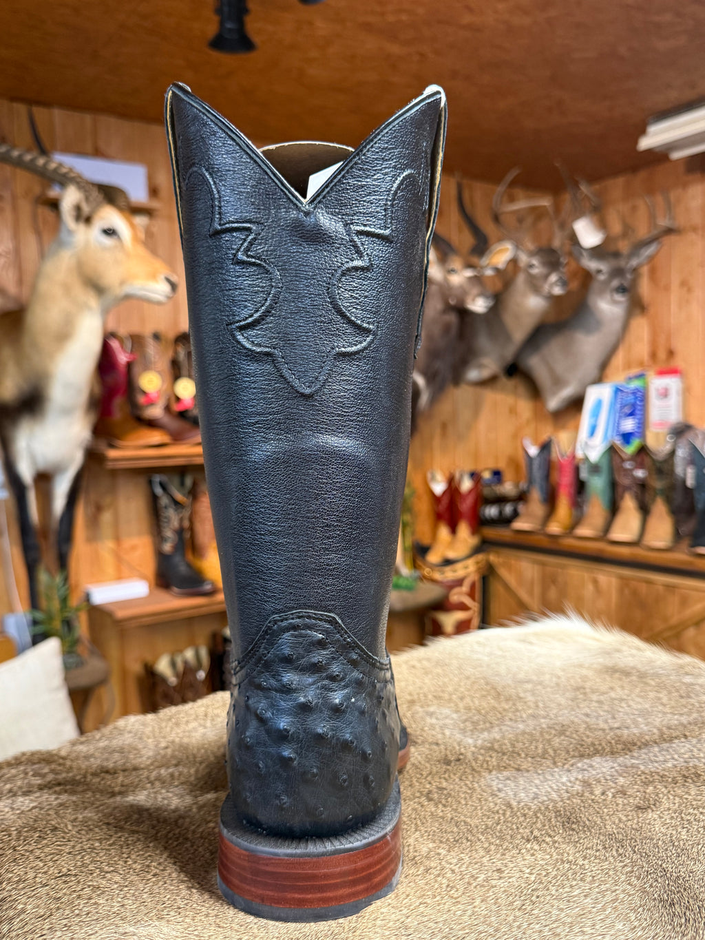 RW4000 - R. Watson 5 Men's Black Full Quill Ostrich Cowboy Boots