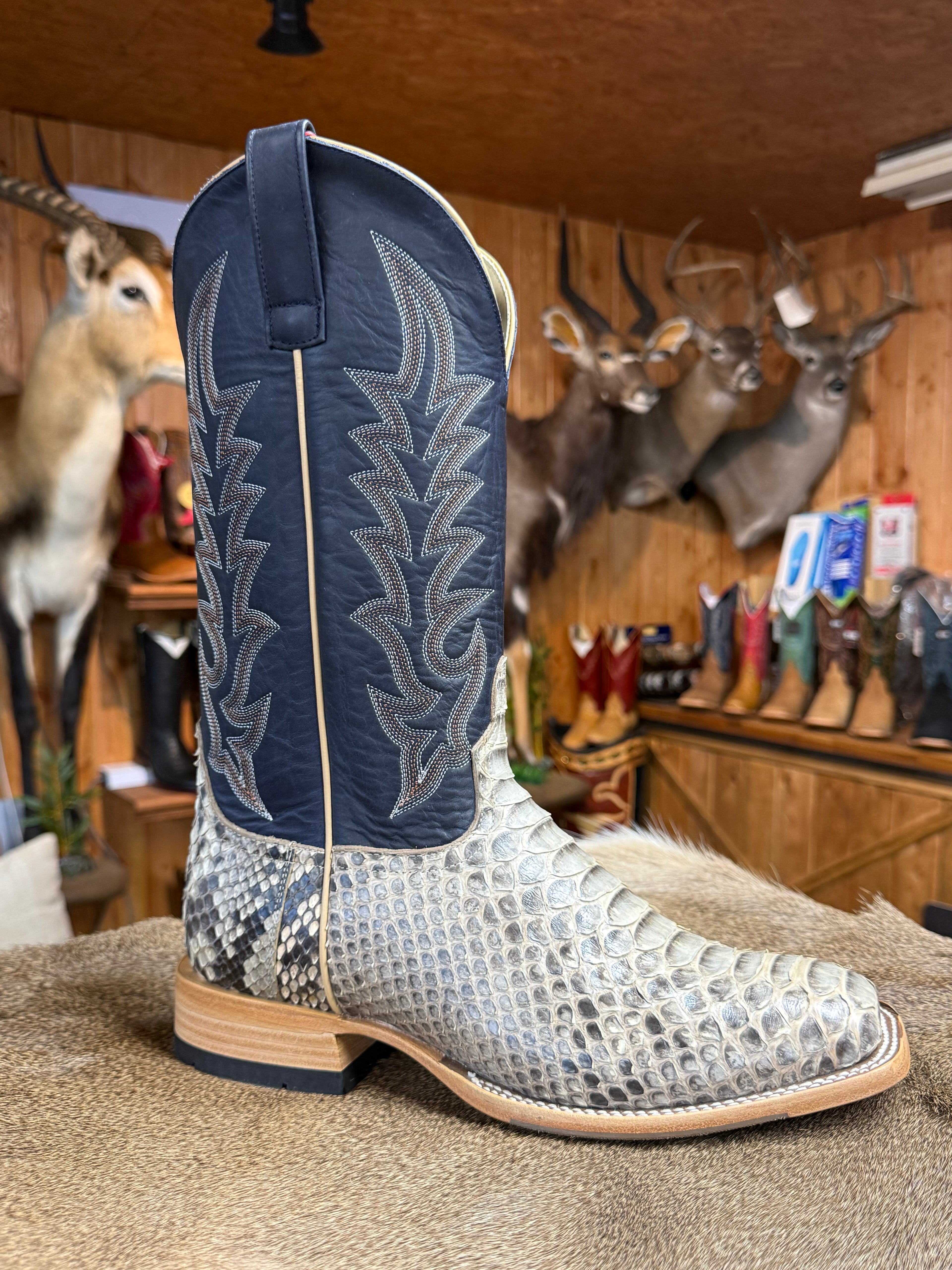 HP8077 - Horse Power Men's Mink Back Cut Python Cowboy Boots with Blue Jean Texas Tops