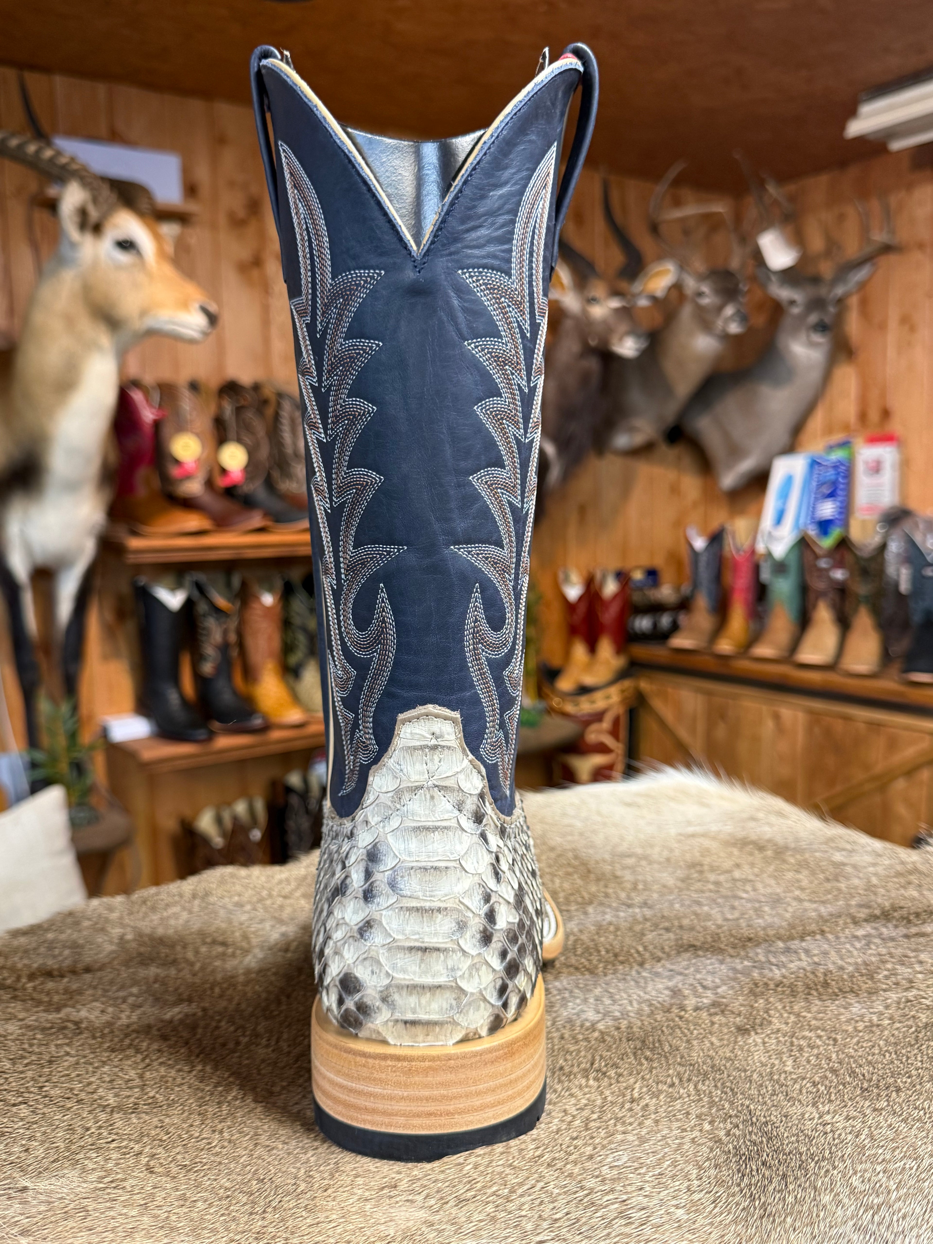 HP8077 - Horse Power Men's Mink Back Cut Python Cowboy Boots with Blue Jean Texas Tops