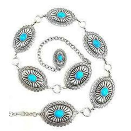 Ariat Women's Silver and Turquoise Concho Belt