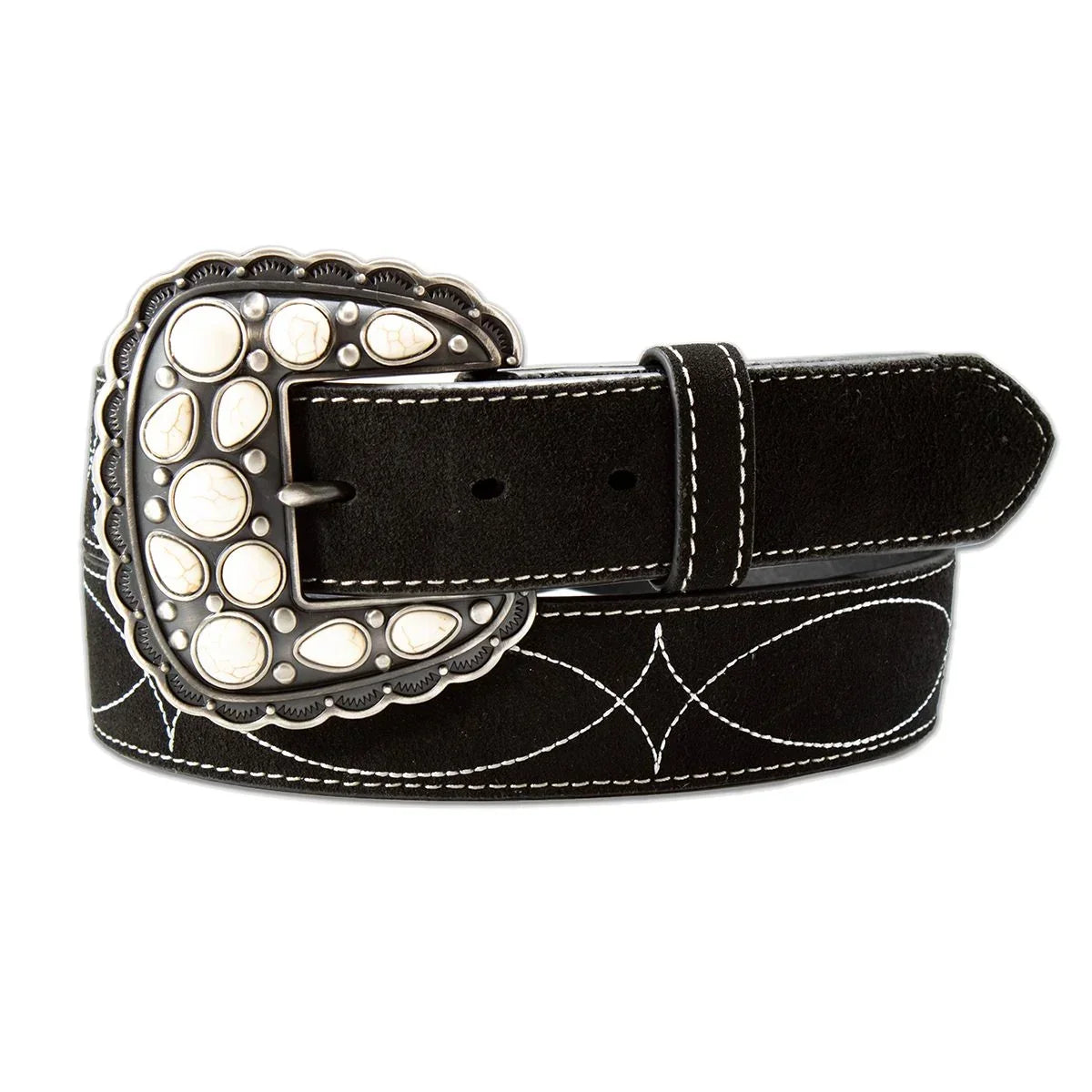 Angel Ranch Women's Black Roughout Leather Belt